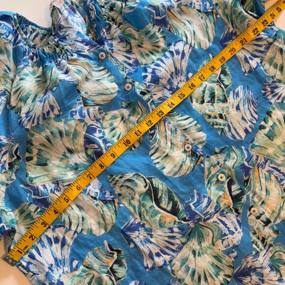 Chico's Shell Print Blouse Size 3 (Womens XL) Poolside Blue Beachy Seashells Top - Picture 9 of 9